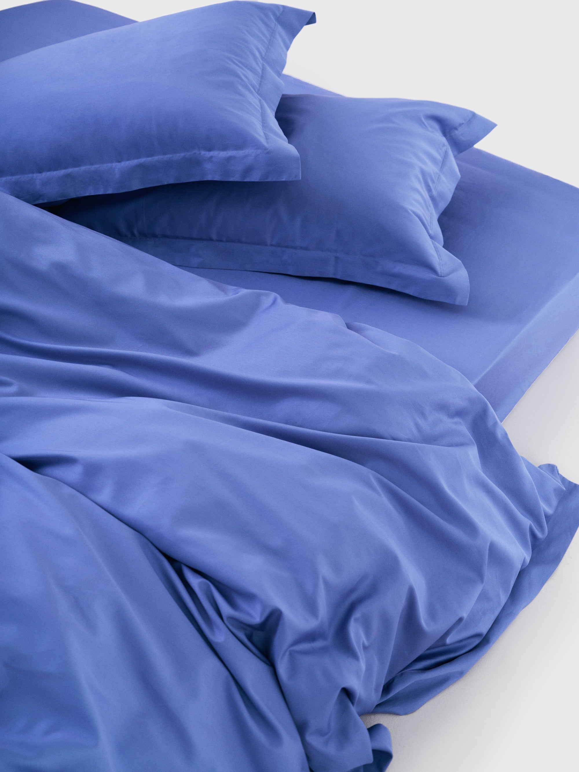 Two Sateen Pillow Cases Indigo Blue